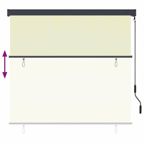 Udendørs rullegardin - cremefarvet 180 × 250 cm i stof og aluminium