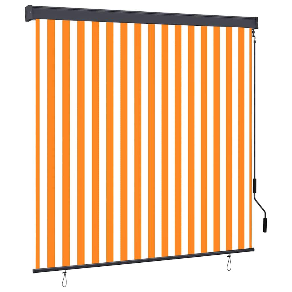 Udendørs Rullegardin Stribet orange og hvid 180 x 250 cm Stof
