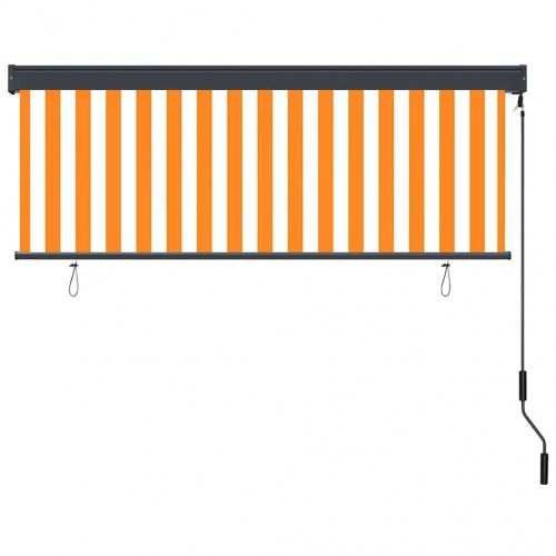Udendørs rullegardin - hvid/orange stribet 180 × 250 cm i stof og aluminium