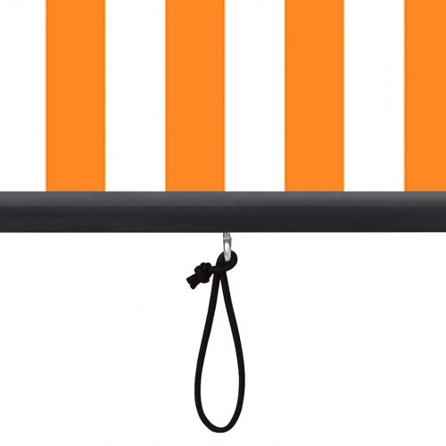 Udendørs rullegardin - hvid/orange stribet 180 × 250 cm i stof og aluminium