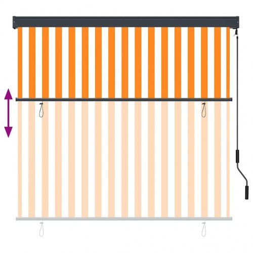 Udendørs rullegardin - hvid/orange stribet 180 × 250 cm i stof og aluminium