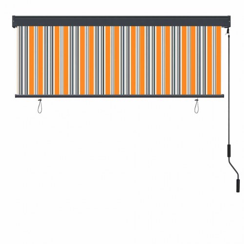 Udendørs rullegardin - gul/blå stribet, 180 × 250 cm, stof og aluminium