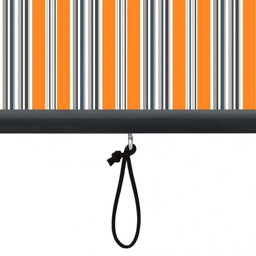 Udendørs rullegardin - gul/blå stribet, 180 × 250 cm, stof og aluminium