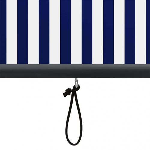 Udendørs rullegardin - blå/hvid stribet 180 × 250 cm i stof og aluminium