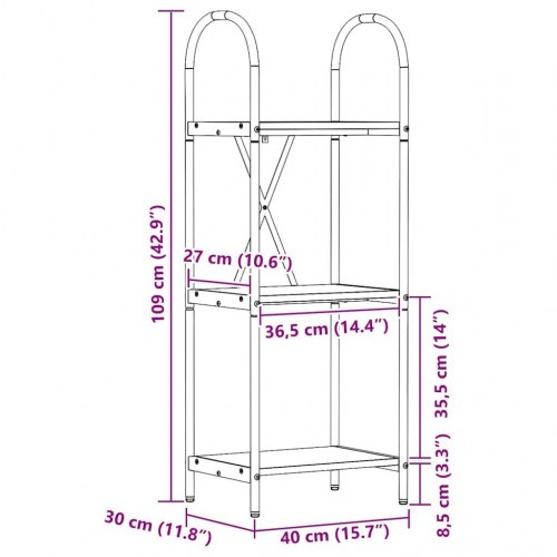 Bogreol Røget eg 40 x 30 x 109 cm Konstrueret træ