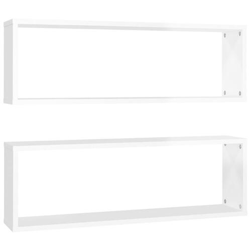 Væghylder 2 stk. 80x15x26,5 cm kubeform konstrueret træ