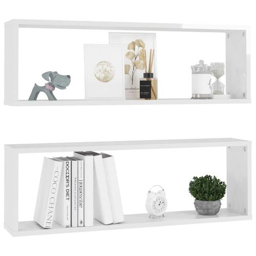 Væghylder 2 stk. 80x15x26,5 cm kubeform konstrueret træ