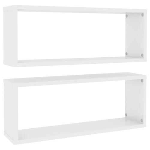 Væghylder 2 stk. 60x15x23 cm kubeformet hvid højglans
