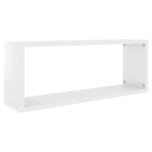 Væghylder 2 stk. 60x15x23 cm kubeformet hvid højglans