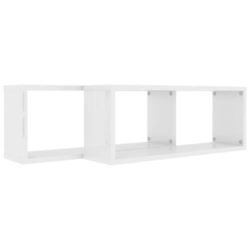 Væghylder 2 stk. 60x15x23 cm kubeformet hvid højglans