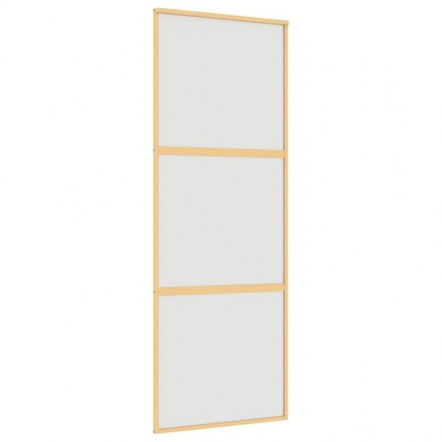 Skydedør 76×205 cm i gylden aluminium med matteret sikkerhedsglas