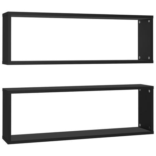 Væghylder 2 stk. 80x15x26,5 cm kubeformet spånplade sort