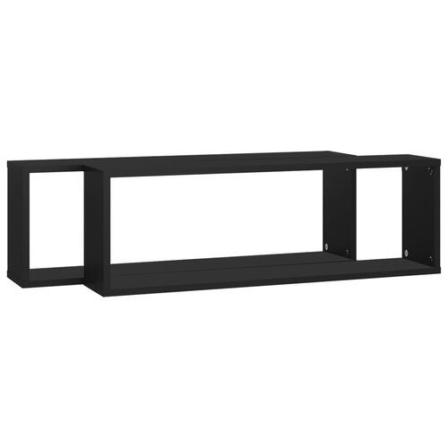 Væghylder 2 stk. 80x15x26,5 cm kubeformet spånplade sort
