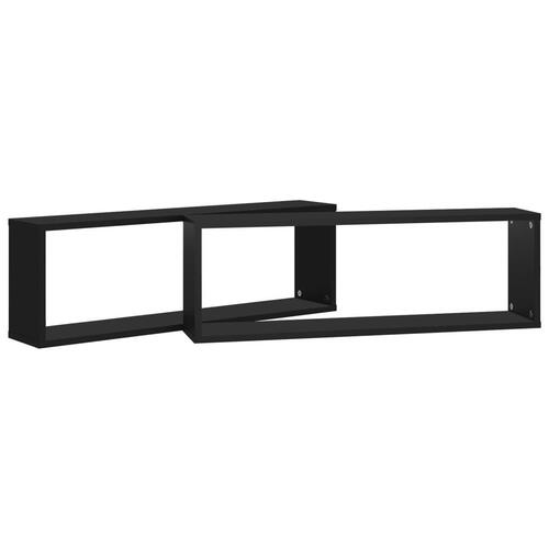 Væghylder 2 stk. 80x15x26,5 cm kubeformet spånplade sort