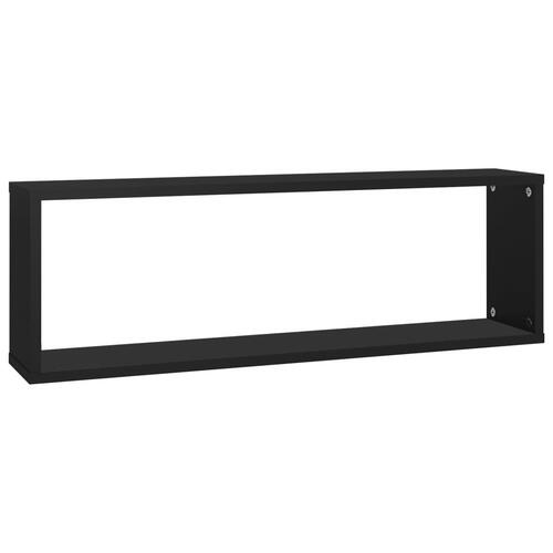Væghylder 2 stk. 80x15x26,5 cm kubeformet spånplade sort