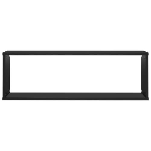 Væghylder 2 stk. 80x15x26,5 cm kubeformet spånplade sort