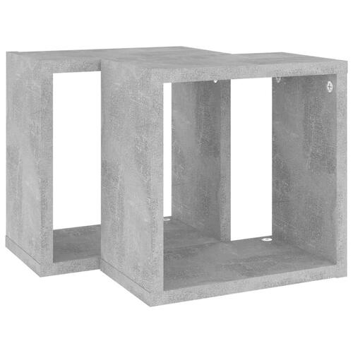 Væghylder 2 stk. 26x15x26 cm kubeformet betongrå
