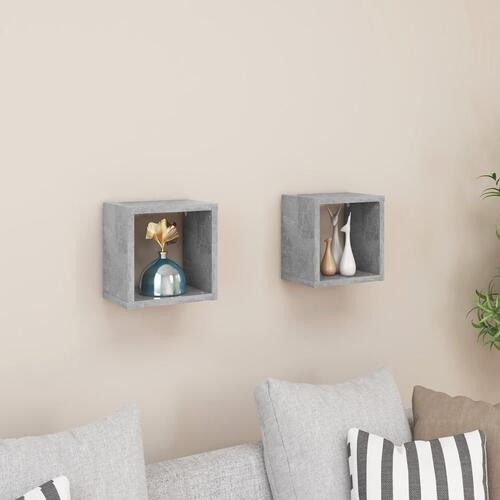 Væghylder 2 stk. 22x15x22 cm kubeformet betongrå