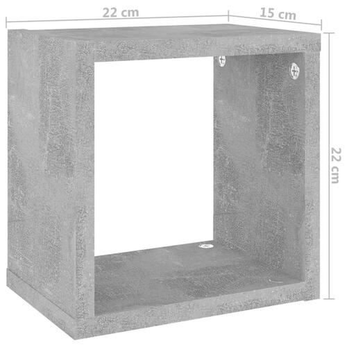 Væghylder 2 stk. 22x15x22 cm kubeformet betongrå