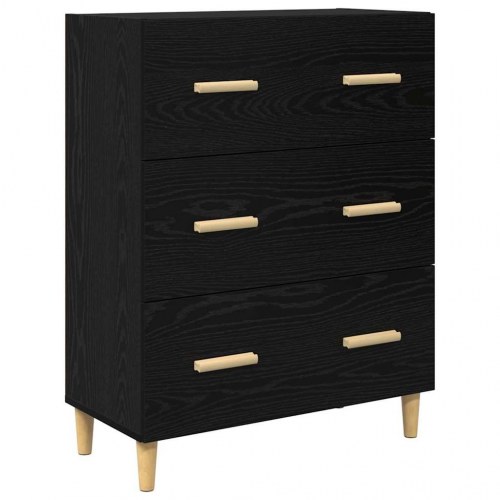 Skænk med 3 skuffer i sort eg - 69,5 x 34 x 90 cm