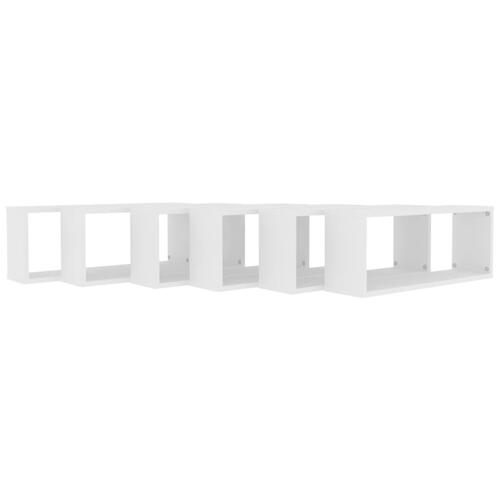 Væghylder 6 stk. 60x15x23 cm kubeformet konstrueret træ hvid