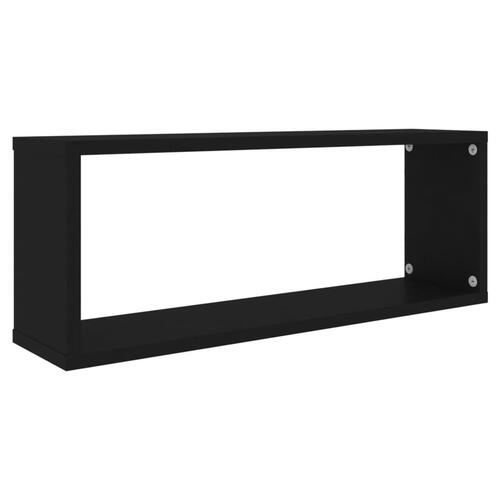 Væghylder 2 stk. 60x15x23 cm kubeformet konstrueret træ sort