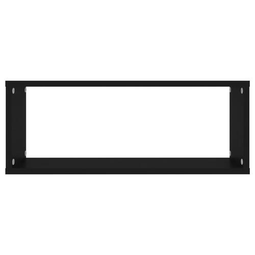 Væghylder 2 stk. 60x15x23 cm kubeformet konstrueret træ sort