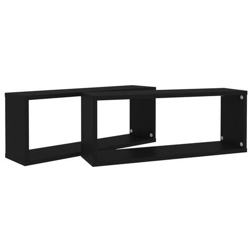 Væghylder 2 stk. 60x15x23 cm kubeformet konstrueret træ sort