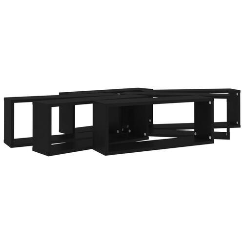 Væghylder 6 stk. 60x15x23 cm kubeformet konstrueret træ sort