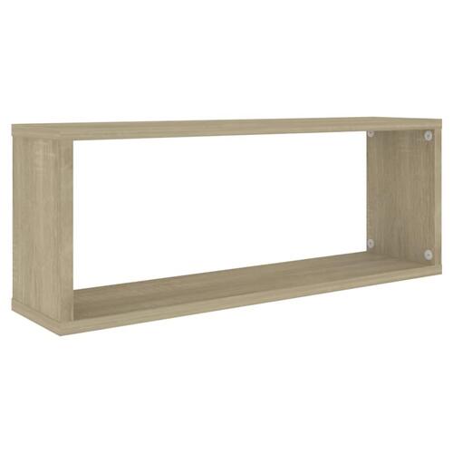 Væghylder 2stk. 60x15x23cm kubeformet konstrueret træ sonoma-eg