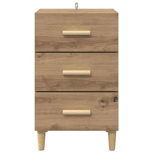 Sengebord i Artisan egetræ med 3 skuffer - 40 x 40,5 x 66 cm