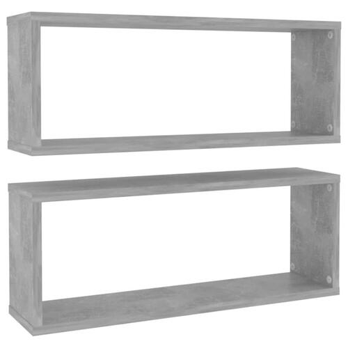 Væghylder 2 stk. 60x15x23cm kubeformet konstrueret træ betongrå