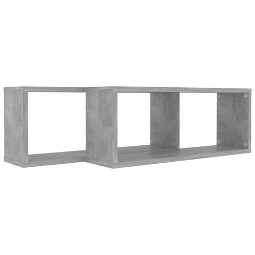 Væghylder 2 stk. 60x15x23cm kubeformet konstrueret træ betongrå