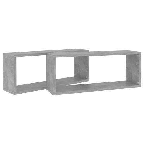 Væghylder 2 stk. 60x15x23cm kubeformet konstrueret træ betongrå