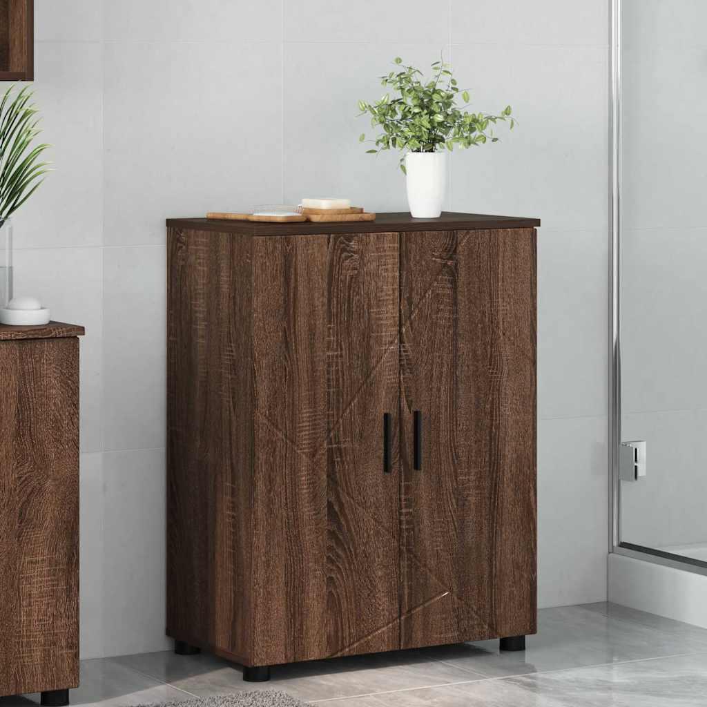 Badeværelsesskab Brun eg 60 x 35 x 80 cm Konstrueret træ billede