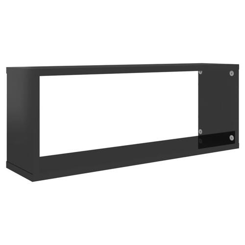 Væghylder 2 stk. 60x15x23 cm kubeformet sort højglans