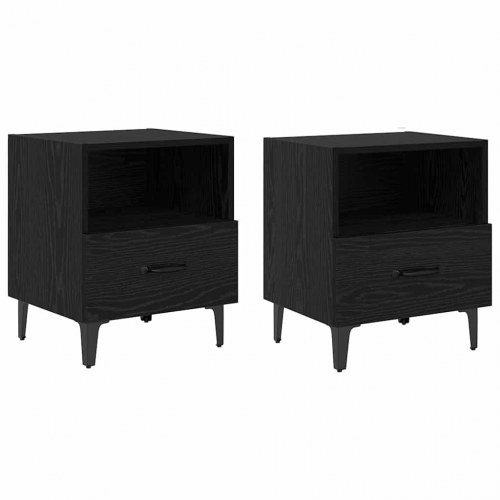 Sengebord 2 stk. sort eg 40 x 35 x 47,5 cm