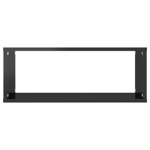 Væghylder 2 stk. 60x15x23 cm kubeformet sort højglans