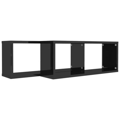 Væghylder 2 stk. 60x15x23 cm kubeformet sort højglans