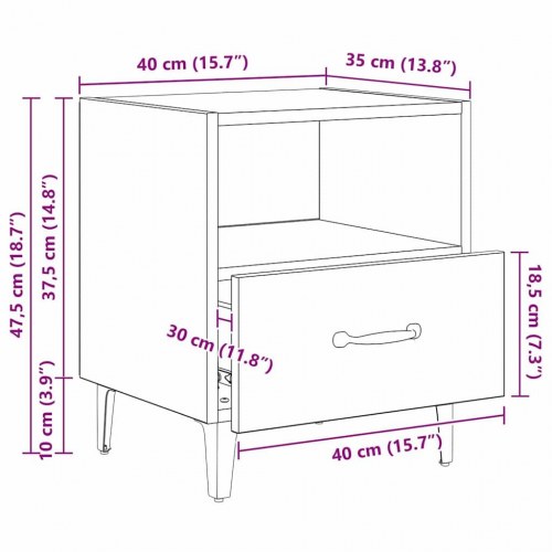 Natbord i sort eg 40 x 35 x 47,5 cm