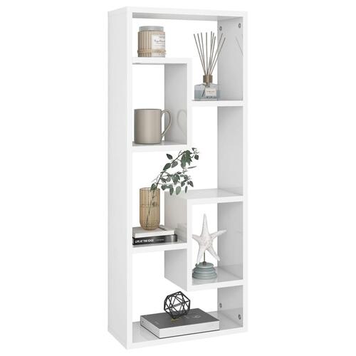 Væghylde 36x16x90 cm konstrueret træ hvid højglans