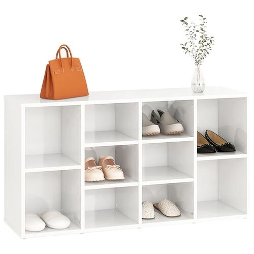 Skobænk 103x30x54,5 cm konstrueret træ hvid højglans
