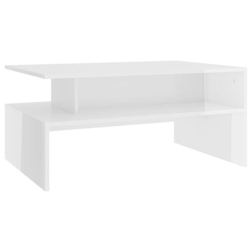 Sofabord 90x60x42,5 cm konstrueret træ hvid højglans