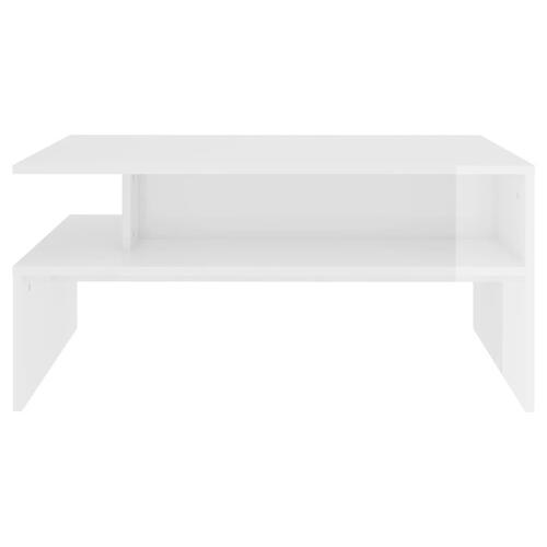 Sofabord 90x60x42,5 cm konstrueret træ hvid højglans