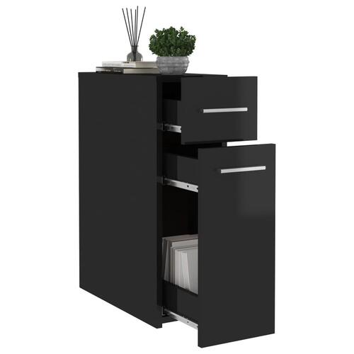 Apotekerskab 20x45,5x60 cm konstrueret træ sort højglans