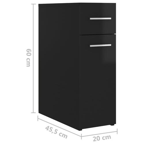 Apotekerskab 20x45,5x60 cm konstrueret træ sort højglans