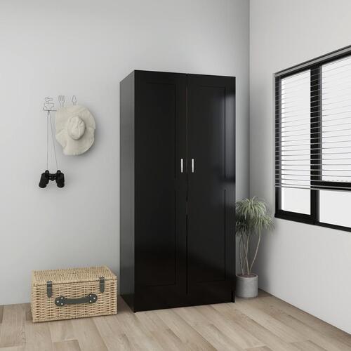 Klædeskab 82,5x51,5x180 cm konstrueret træ sort