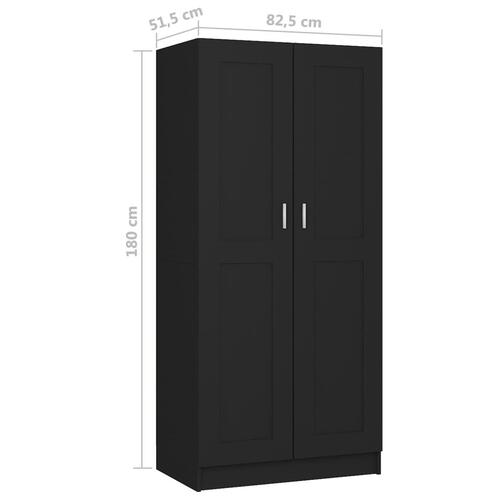Klædeskab 82,5x51,5x180 cm konstrueret træ sort