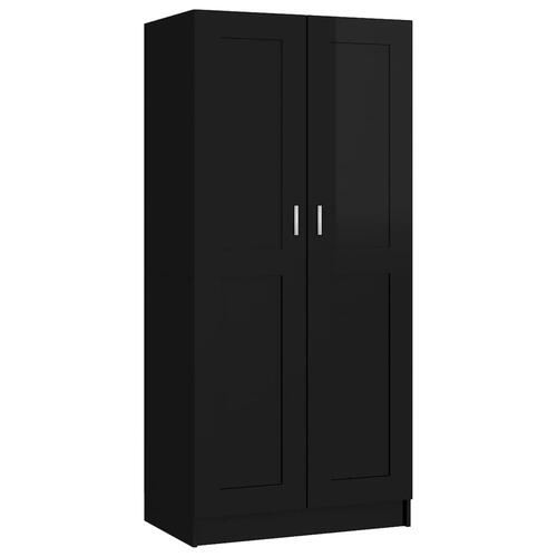 Klædeskab 82,5x51,5x180 cm konstrueret træ sort højglans