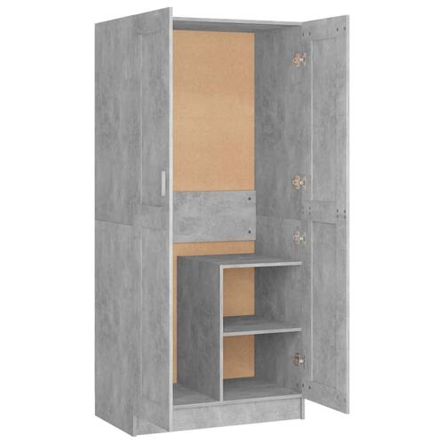 Klædeskab 82,5x51,5x180 cm konstrueret træ betongrå
